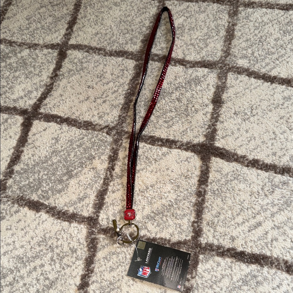 SF 49ers Red and Black Lanyard with Keyring